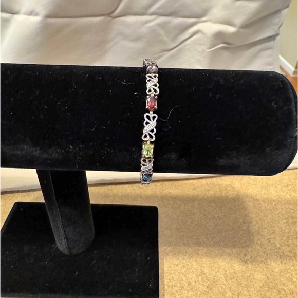 Jewelry - Vintage Gold Vermeil on Sterling Silver & Multicolored Gemstones Tennis Bracelet